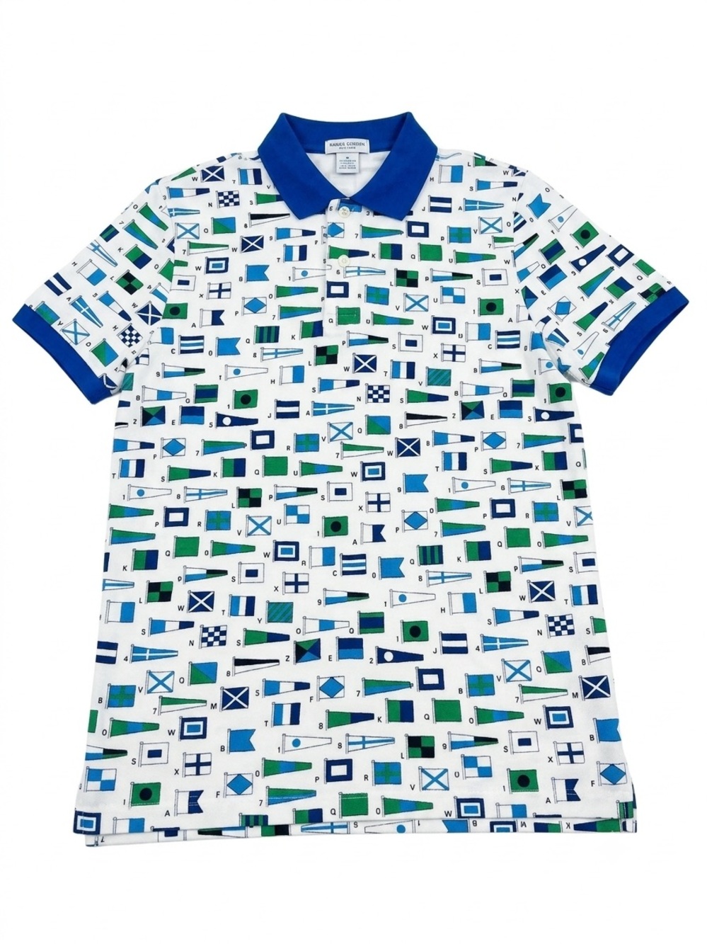 Brooks Brothers 1818 Polo Shirt Mens Medium Slim Fit Nautical Flag Print Cotton